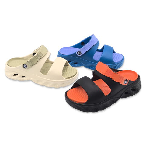 Men's EVA Beach Sandals Open-toe Shoes with Soft-soled Summer Two-tone Shoes