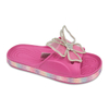 Women's EVA Slippers Shining Colorful Soles Sandal Summer Solid Color Slippers with Butterfly Decoration