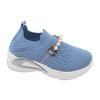 Kid's Injection Shoes Flying Knitted Girls Shoes Mesh Casual with Pearl Decoration