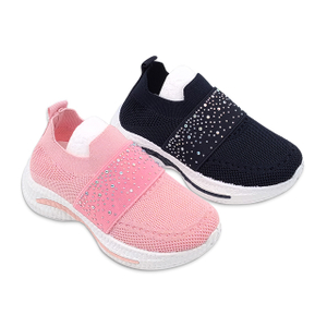 Kid's Injection Shoes Flying Knitted Mesh Girls Shoes with Thick Soled