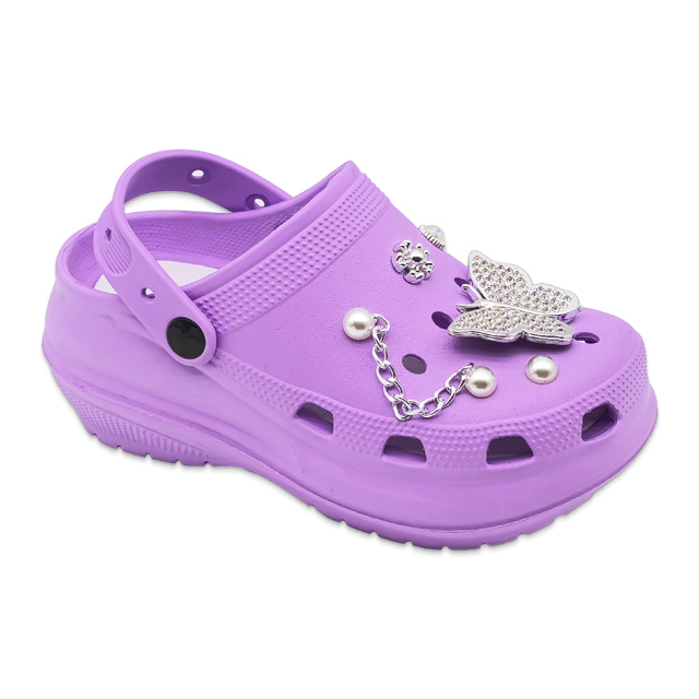 Women's EVA Fashion Slippers Thick-soled Shoes with Pearl Butterfly Decoration