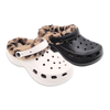 Women's EVA Shoes Leopard Print Pattern Winter Cotton Slippers Thick Soled Increase Height Warm Woolen Shoes
