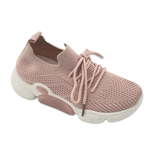 Kid's Injection Shoes Knitted Outdoor Lace-up Shoes Casual Sports Thick Soled Solid Color Shoes