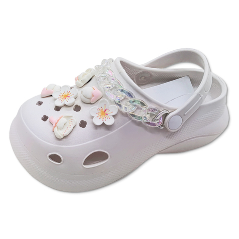 Kid’s EVA Beach Slippers Sandals For Girls High Elastic Breathable Shoes with Cherry Blossom Decoration on The Shoe Upper