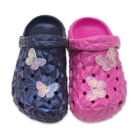 Children’s EVA Slippers Sandals for Men And Women Sole Shoes Fashion Summer Outdoor Sparkling Powder Shoe Upper Butterfly Decoration
