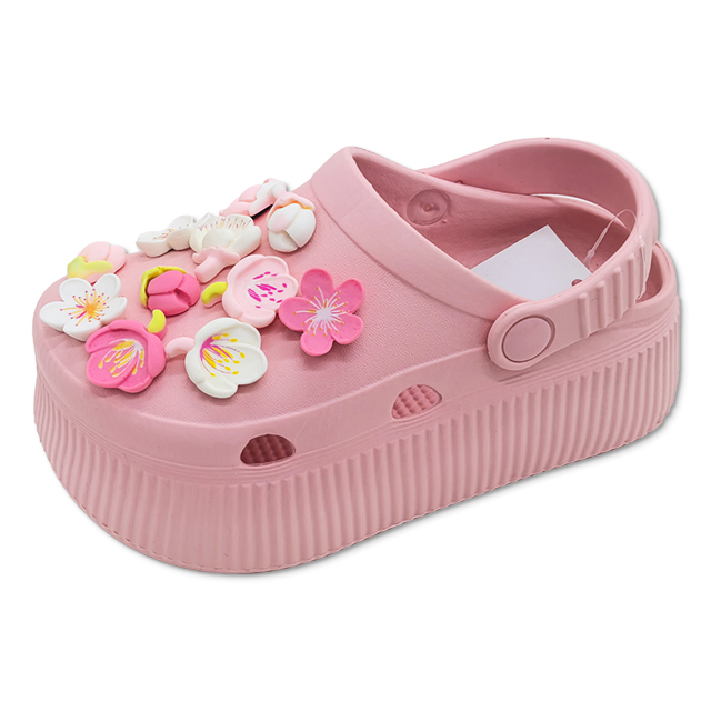 Children’s EVA Clog Shoes Decorated with Cherry Blossoms Thick Sole Breathable And Height-Increasing for Girls Outdoor Wear