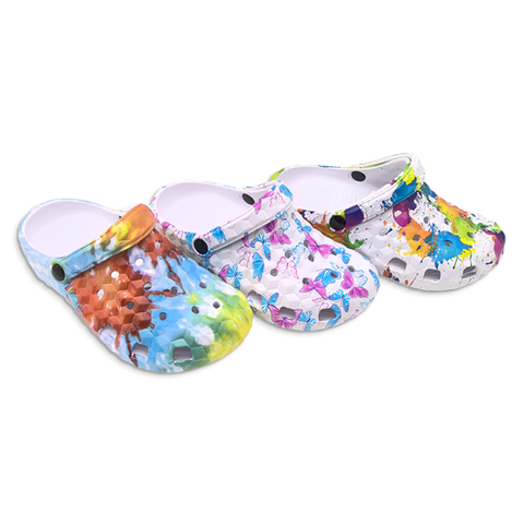 EVA Clogs Garden Shoes for Women and girls Comfortable Shoes multicolour Splashing ink butterfly Slippers