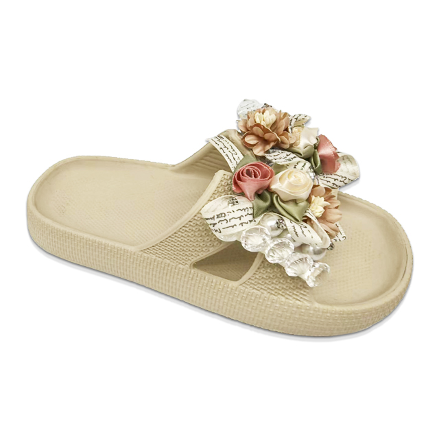 Children's EVA Shoes Solid Color Sole Waterproof Colorful Rose Decoration Slippers