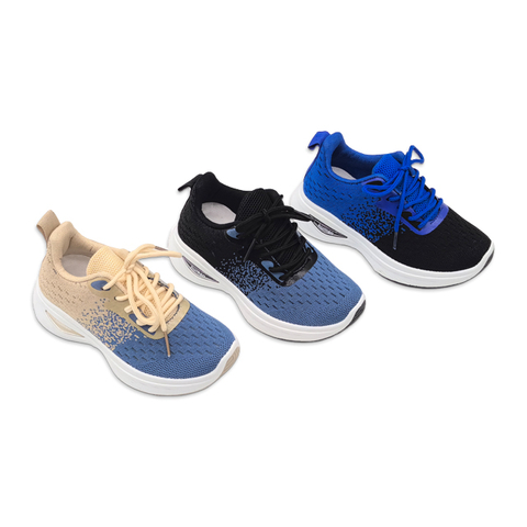 Kid's Injection Shoes Knitted Outdoor Mesh Sports Soft Sole Running Shoes Pixel Style Casual Two-tone Thick Soled Shoes