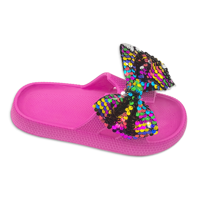 Kids EVA Slippers Cute Shining Bowknot Accessories Slippers Solid Color Home Classic For Girls
