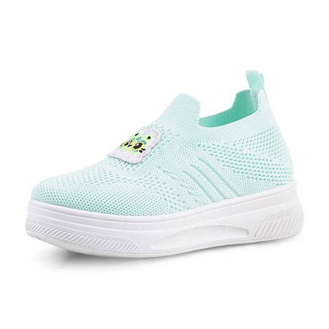 Kid’s Injection Shoes Fly Knit Embroidered with Cute Tigers Upper Sports Causal Walking Shoes 
