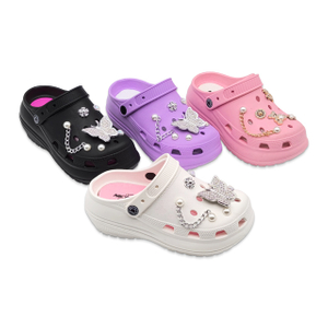 Women's EVA Fashion Slippers Thick-soled Shoes with Pearl Butterfly Decoration