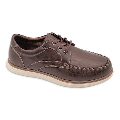 Men's Classic Brown Genuine Leather Boat Shoes Casual Retro Style Loafers