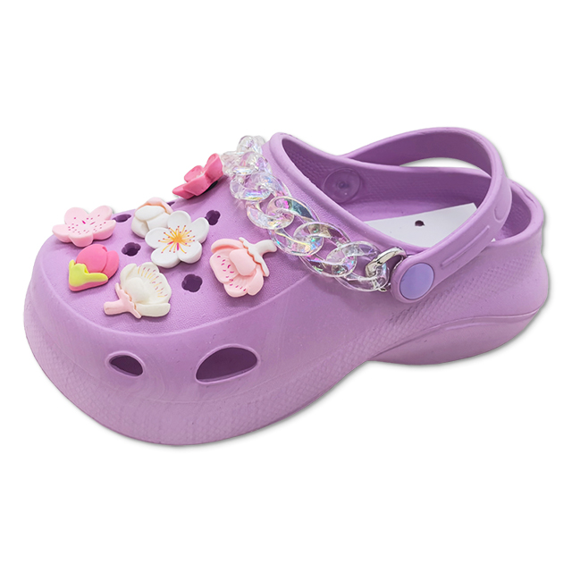 Kid’s EVA Beach Slippers Sandals For Girls High Elastic Breathable Shoes with Cherry Blossom Decoration on The Shoe Upper
