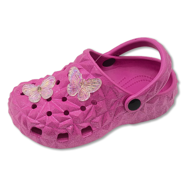 Children’s EVA Slippers Sandals for Men And Women Sole Shoes Fashion Summer Outdoor Sparkling Powder Shoe Upper Butterfly Decoration