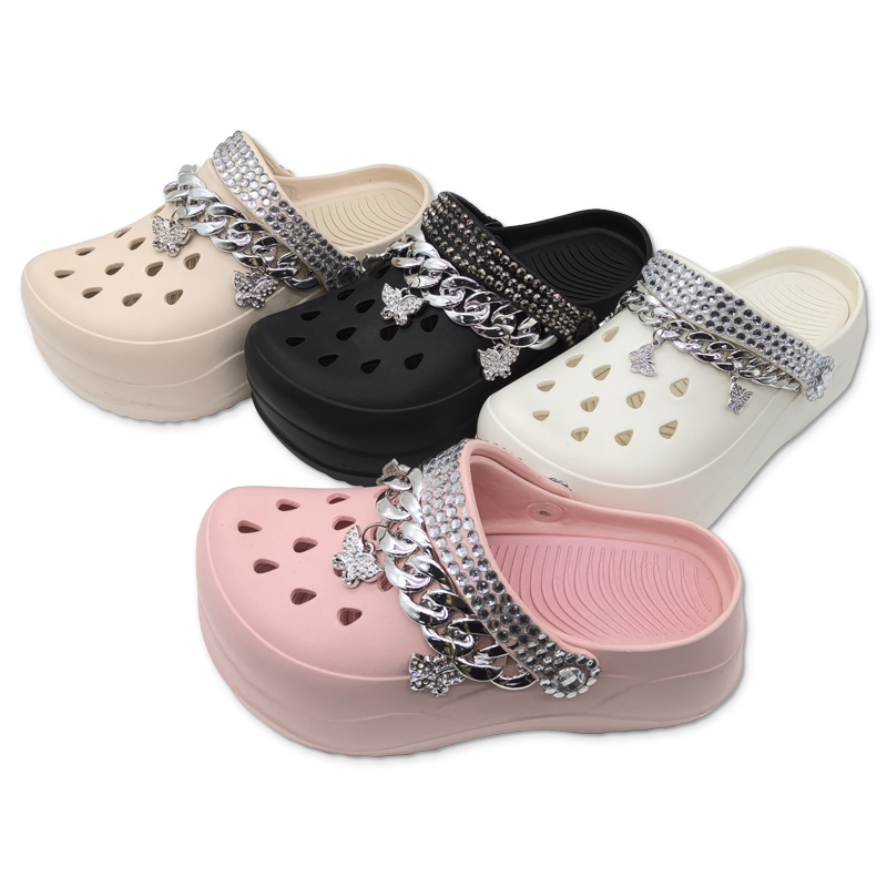 Women’s Eva Shoes with Thick Bottom Outdoor Summer Cute Girls Beach Slippers with Butterfly Chain