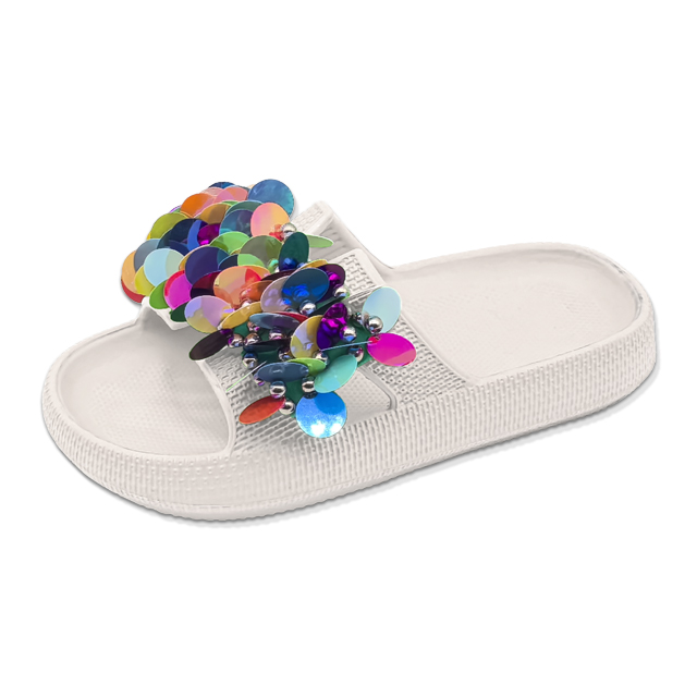 Children's EVA Shoes Solid Color Sole Waterproof Colorful Sequin And Bead Decoration Slippers