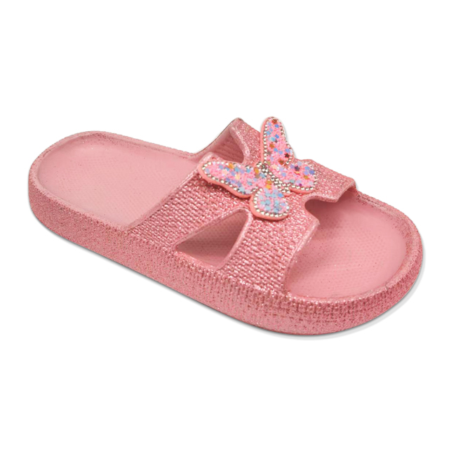 Children's EVA Shoes Solid Color with Glitter Waterproof Colorful Butterfly with Star Glitter Decoration Slippers