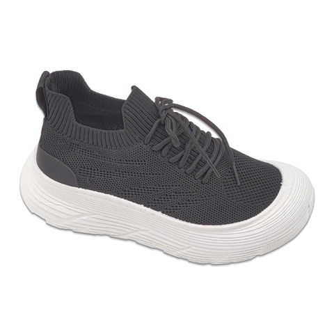 Women Shoes Casual Sneakers With Shoe Laces Flying Knitting Upper PVC Injection Shoes Solid Color