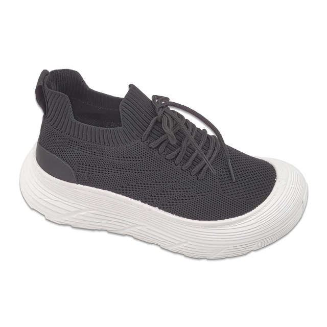 Women Shoes Casual Sneakers With Shoe Laces Flying Knitting Upper PVC Injection Shoes Solid Color