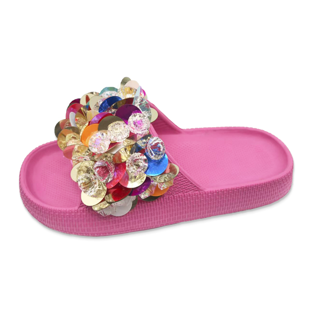 Children's EVA Shoes Solid Color Sole Waterproof Colorful Sequined Slippers