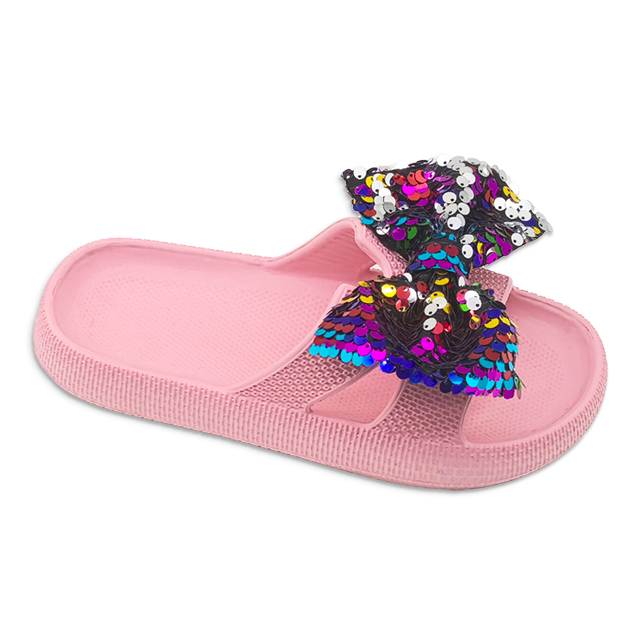 Kids EVA Slippers Cute Shining Bowknot Accessories Slippers Solid Color Home Classic For Girls