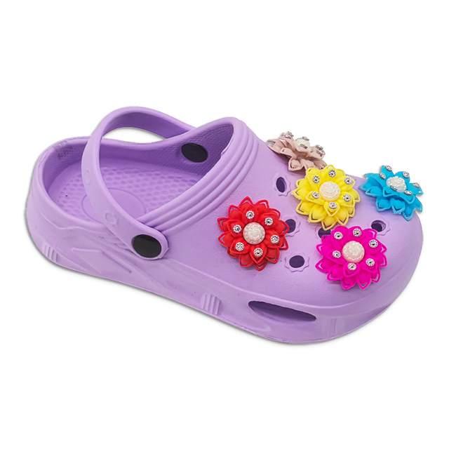 kid's EVA clog shoes cute clogs shoes for girls Non-Slip outdoor Shoes with Flower decoration