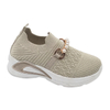 Kid's Injection Shoes Flying Knitted Girls Shoes Mesh Casual with Pearl Decoration
