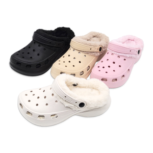 Women's EVA Shoes Solid Color Winter Cotton Slippers Thick Soled Increase Height Warm Woolen Shoes