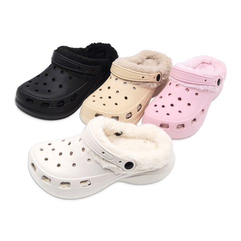 Women's EVA Shoes Solid Color Winter Cotton Slippers Thick Soled Increase Height Warm Woolen Shoes