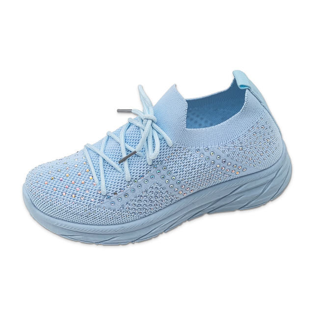 Injection Shoes for Women Lace Up Shoes Performance Solid Color Walking Sneakers Decorated with Diamonds