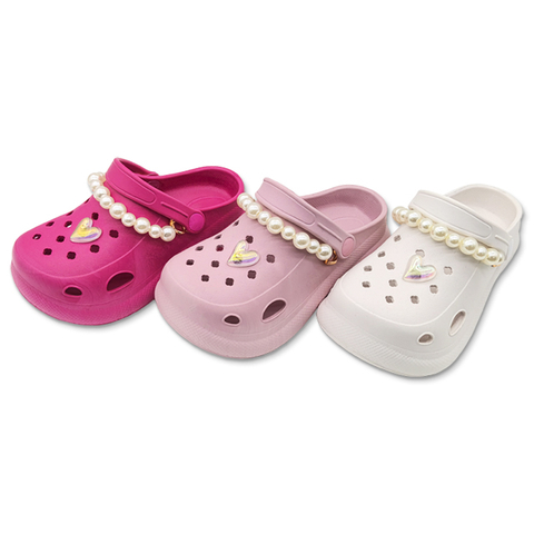 EVA Fashion Garden Shoes Girls Soft Non-Slip Slippers with Pearl Chain For Girls