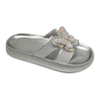 Children's EVA Shoes Solid Color with Glitter Waterproof Double Layered Butterfly Decoration Slippers