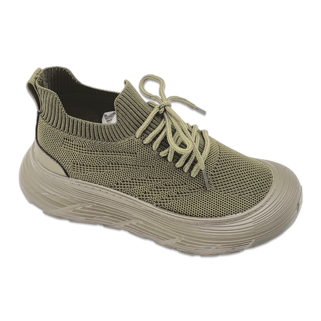 Women Shoes Casual Sneakers With Shoe Laces Flying Knitting Upper PVC Injection Shoes Solid Color