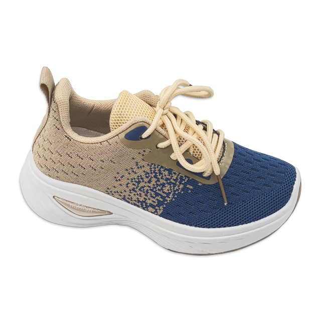 Kid's Injection Shoes Knitted Outdoor Mesh Sports Soft Sole Running Shoes Pixel Style Casual Two-tone Thick Soled Shoes
