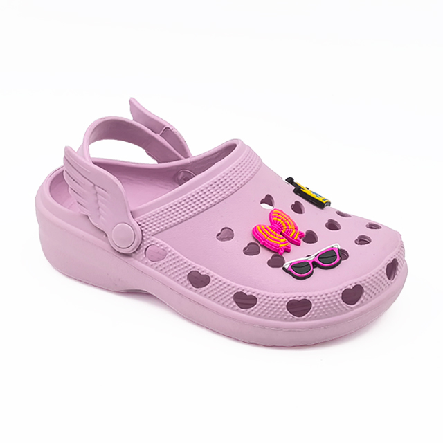 EVA Summer Sandals Women's Clogs Heart Shoe Hole Girls Cute Garden Shoes Outdoor Shoelaces with Small Wings
