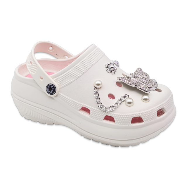 Women's EVA Fashion Slippers Thick-soled Shoes with Pearl Butterfly Decoration