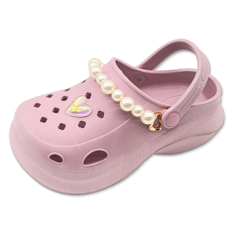 EVA Fashion Garden Shoes Girls Soft Non-Slip Slippers with Pearl Chain For Girls