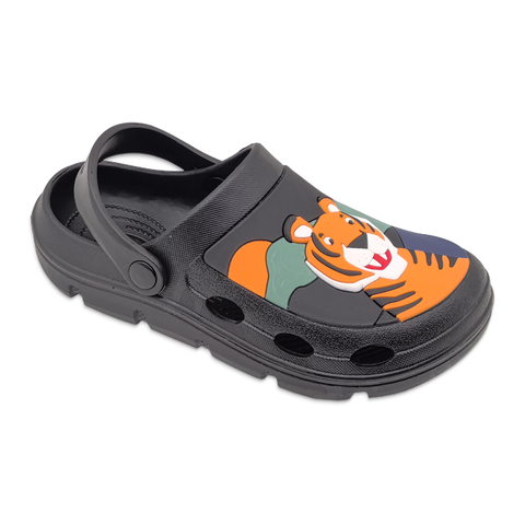 Children's EVA Shoes Solid Color Waterproof Cartoon Tiger Decoration Slippers