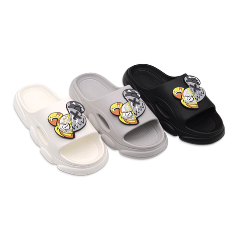 Men's EVA Shoes Solid Color Waterproof Cartoon Bear Decoration Indoor Slippers
