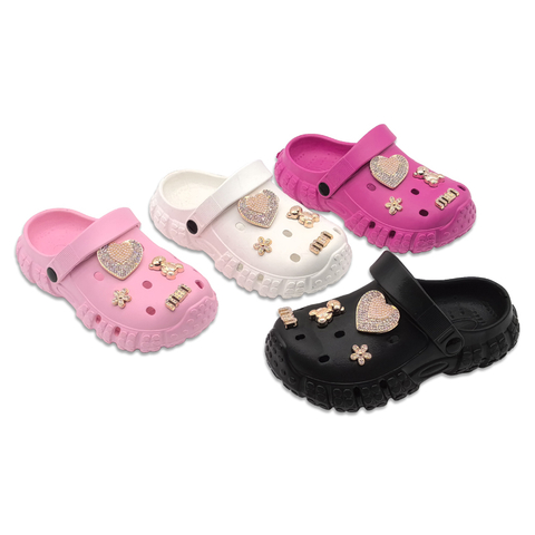 Children's EVA Shoes Summer Outdoor Beach Garden Shoes with Cute Bear Accessories Slipper Anti-skid And Wear-resistant