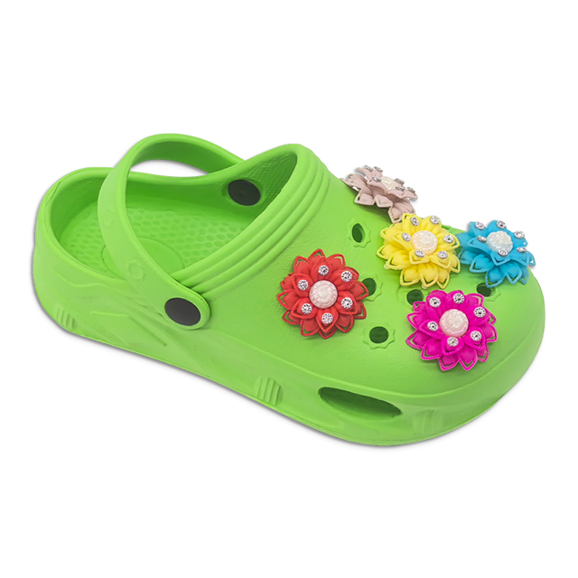 kid's EVA clog shoes cute clogs shoes for girls Non-Slip outdoor Shoes with Flower decoration