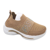 Kid's Injection Shoes Flying Knitted Mesh Girls Shoes with Fashion Diamond Decoration