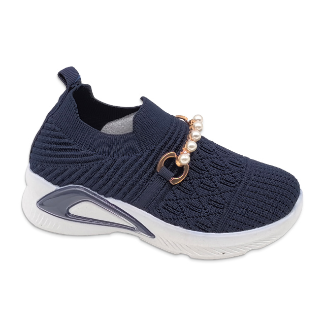 Kid's Injection Shoes Flying Knitted Girls Shoes Mesh Casual with Pearl Decoration